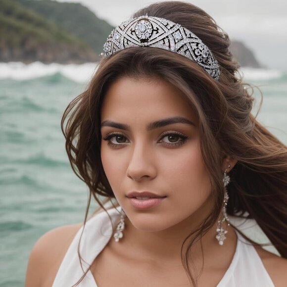 Princess Pearl Silver Tiara Bridal Prom Pageant Wedding Wedding Accessory main image 7